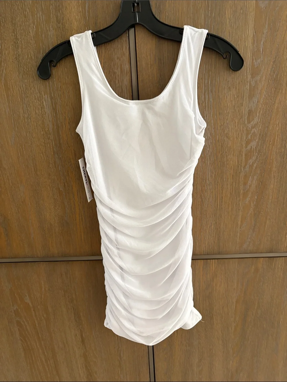 White Ruched Bodycon Dress